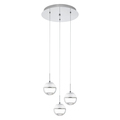 Eglo Chrome Montefio-1 3 Lght LED 15.75in. Wide Pendant W/Wht Glass Shades 93709A